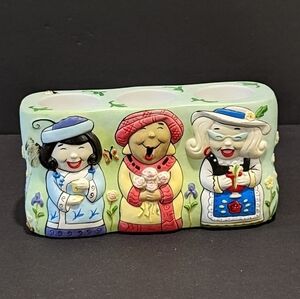 𝅺partylite ceramic 3 women tea light candle holder